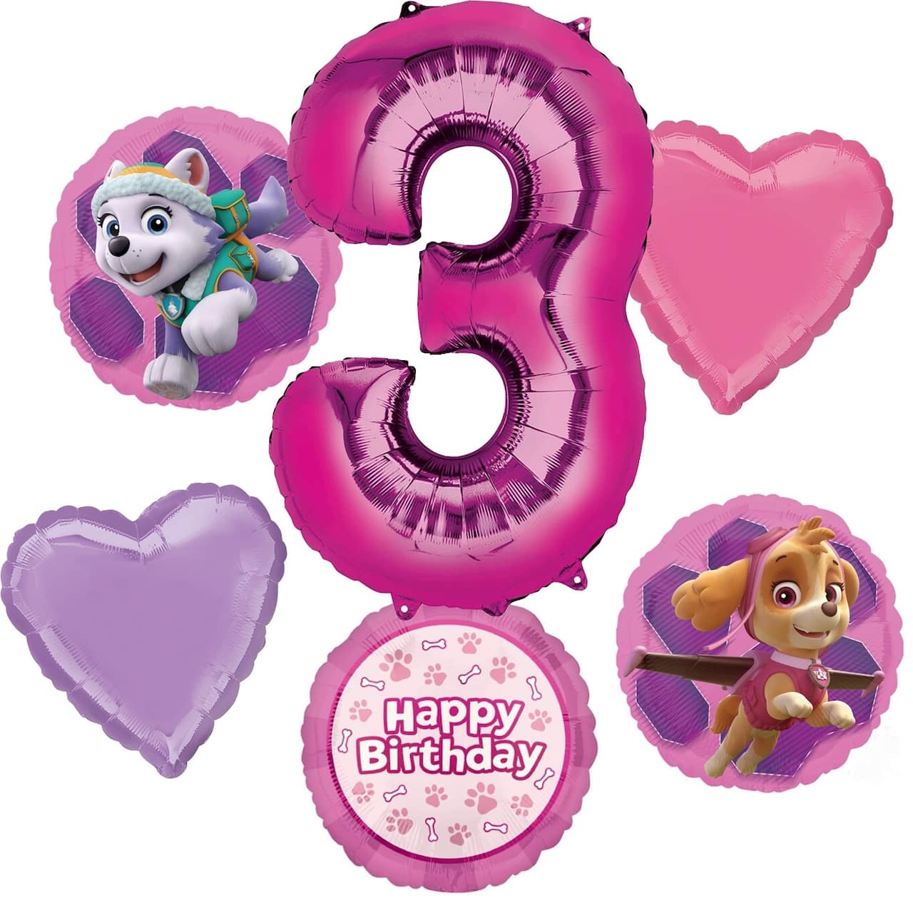 Paw Patrol Pink Birthday 6-Piece Foil Balloon Bouquet